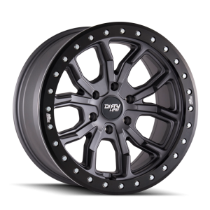 Dirty Life 9303 DT-1 17x9/5x127 BP/-12mm Offset/78.1mm Hub Matte Gunmetal Wheel - Simulated Rashring